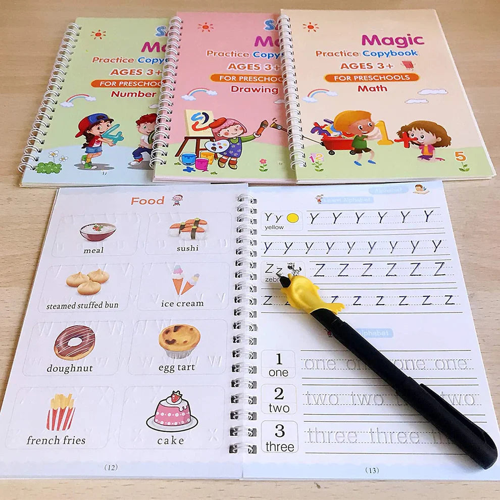 Magic Handwriting Copybook Set – 4 Books + 10 Refills for Kids