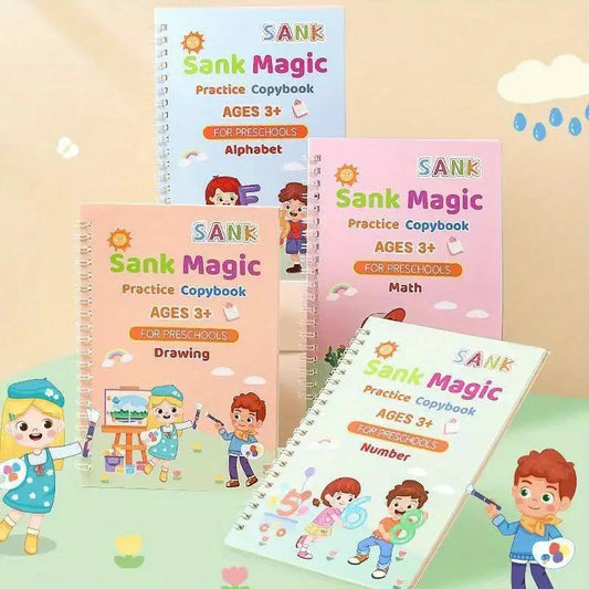Magic Handwriting Copybook Set – 4 Books + 10 Refills for Kids
